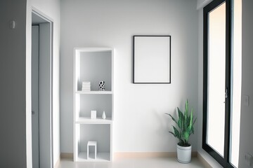 Fototapeta na wymiar Small room with bookshelf 