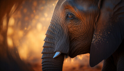 Fototapeta na wymiar Closeup of an elephant in the zoo generative ai