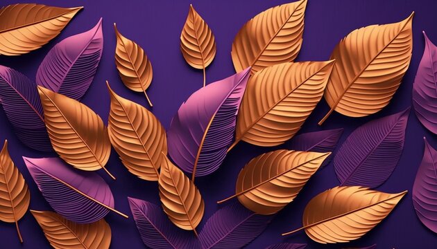 metallic shiny leaves background.