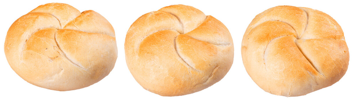 Tasty three different rolls on an isolated background.
