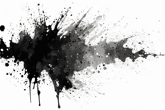 Background of abstract black watercolor paint splashes. watercolor splash in black, white, and isolated. Generative AI