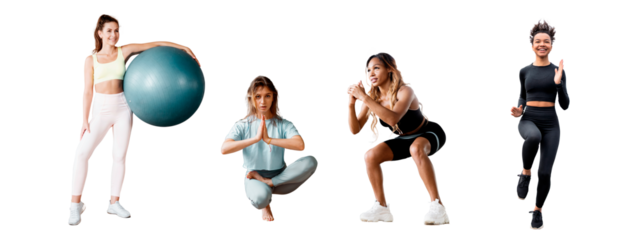 Exercise Person Women fitness sports workout, transparent background, png, isolated.