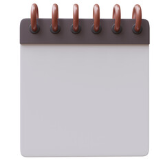 Notepad icon, minimal cartoon. Notebook isolated on transparent background, PNG.