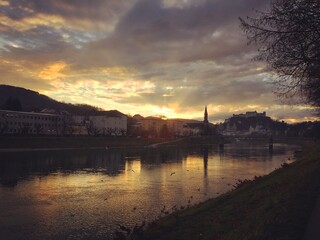 Salzburg with Salzach before Sunrise