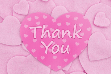 Thank You message with lots of pink hearts