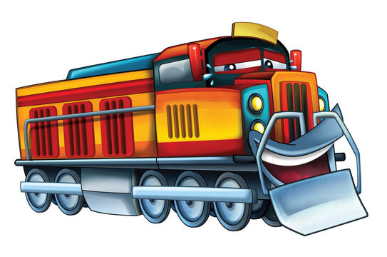 Cartoon city electric train transportation isolated illustration for children