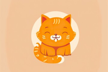 Obraz premium Cat flat illustration created with Generative AI 