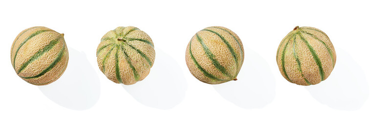 Collection of cantaloupe melon on white background