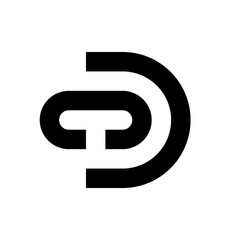 Letter DT or TD negative space monogram logo