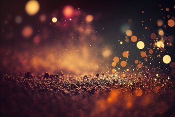glitter lights grunge background, glitter defocused abstract Twinkly Lights and Stars Christmas Background. Generative AI