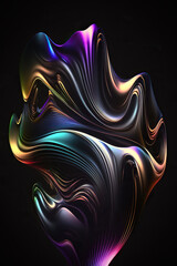 Obraz na płótnie Canvas Abstract fluid holographic iridescent neon waves Generative AI