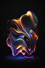 Fototapeta na wymiar Abstract fluid holographic iridescent neon waves Generative AI