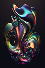 Abstract fluid holographic iridescent neon waves Generative AI