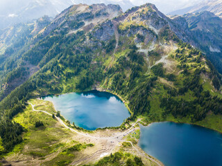 Naklejka na ściany i meble Another perspective of Twin lakes in Mt.Baker Recreational Area, Washington State, USA