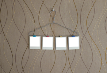 instant photo display on a wire hanger... 