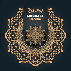 Luxury mandala design and islamic background in golden color