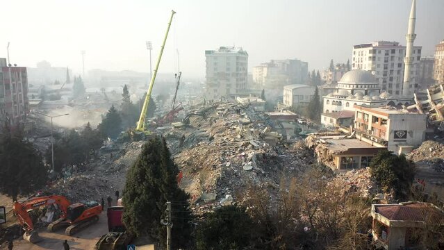 turkey Kahramanmaras city major earthquake debris