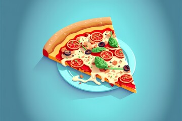 Pizza flat illustration created with Generative AI 