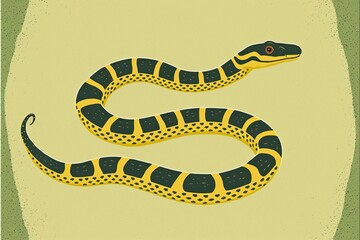Naklejka premium Snake flat illustration created with Generative AI 