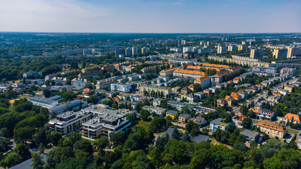 Poznan city from above, cityscape, Winogrady district