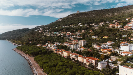 Barcola beach Trieste from above