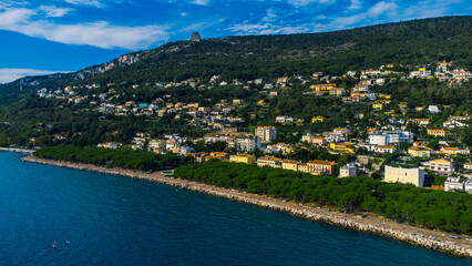 Seaside town Trieste from above