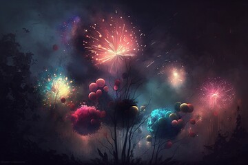 Fireworks. Generative AI - obrazy, fototapety, plakaty