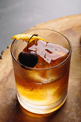 Old Fashioned cocktail boozy classic old fashioned bourbon whiskey on classic rocks glass