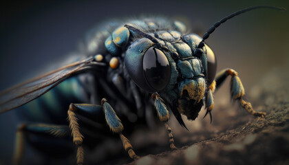 Insect Close-up created with Generative AI Technology, ai, generative