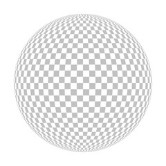 Checkered globe in light grey and white. 3D chess sphere. Vector illustration