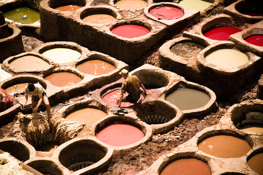 Colorful Tannery in Fes Chouara Morocco