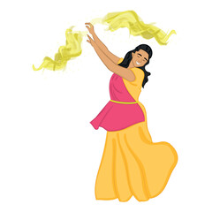 Isolated female character playing with powders Vector illustration