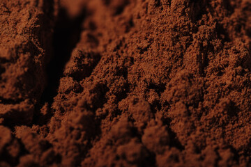 Close-up brown cocoa powder natural ingredient