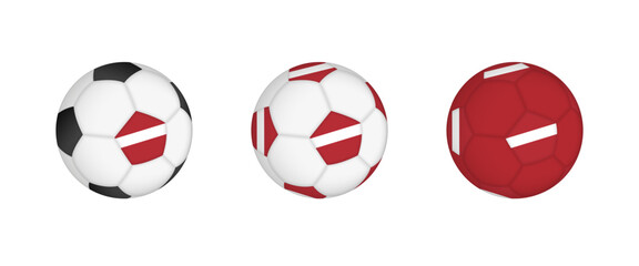 Collection football ball with the Latvia flag. Soccer equipment mockup with flag in three distinct configurations.