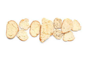 Slices of fresh bread isolated on white background