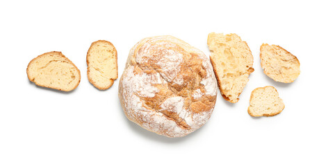 Slices of fresh bread isolated on white background