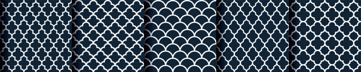 Classic fabric seamless pattern. Quatrefoil geometric seamless pattern.