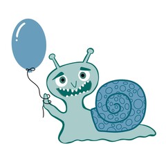 Cartoon animals cute snail for kids clothes print and wrapping paper and fabrics and linens
