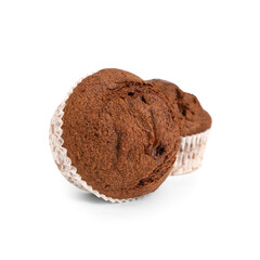 Chocolate muffins isolated on white background
