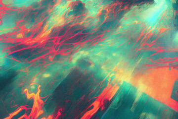 Abstract painting style illustration. Science fiction space background. Generative AI