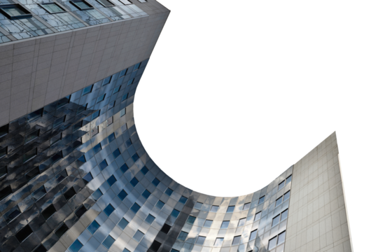 Facade toward the sky isolated on a transparent background