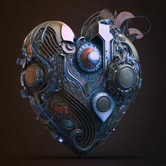 Abstract futuristic technology. Blue mechanic heart concept