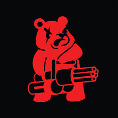 badass mercenary bear with a machine gun