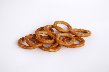 pretzels on white background