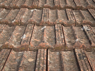 Close-up of a old roof made with Marseillaise tiles