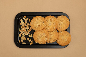 Cookies with peanuts. Peanut cookies on a plate.