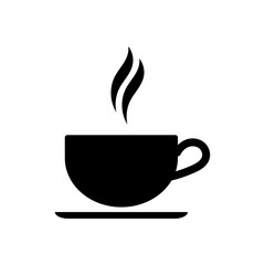 Coffee cup icon. Hot drink black pictogram. Modern vector isolated on white background.