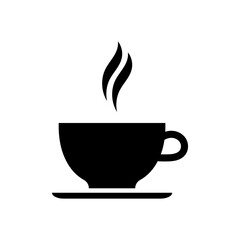 Coffee cup icon. Hot drink black pictogram. Modern vector isolated on white background.