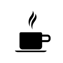 Coffee cup icon. Hot drink black pictogram. Modern vector isolated on white background.
