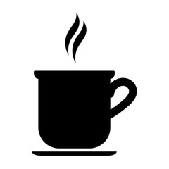 Coffee cup icon. Hot drink black pictogram. Modern vector isolated on white background.
